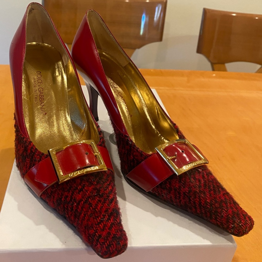 Dolce & Gabbana Red and Gold Women's Heels